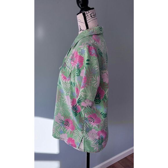 Sag Harbor Women’s PM Short Sleeve Button Down Hawaiian Shirt Tropical Casual - Picture 3 of 7